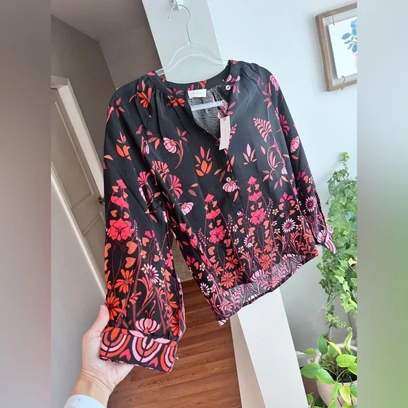 ANTHROPOLOGIE BANJANAN Leonie Black Motif Blouse NWT - Picture 5 of 7
